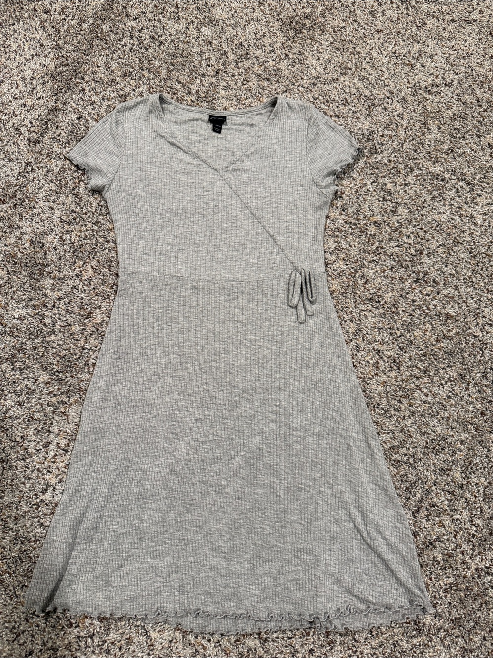 art class Heather Gray Ribbed Wrap Midi Dress